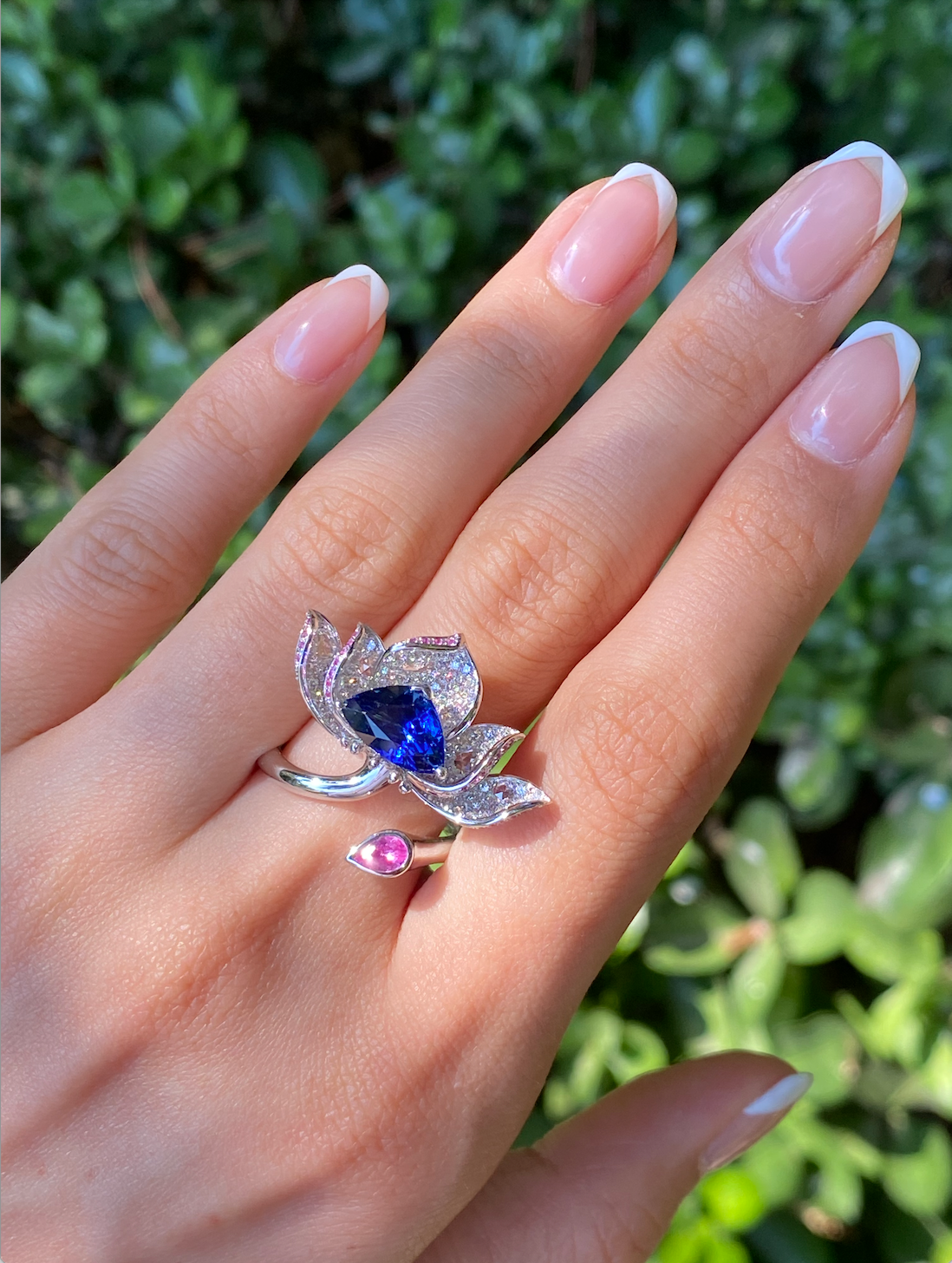 18K Gold "Blue Lotus" Sapphire Diamond Ring
