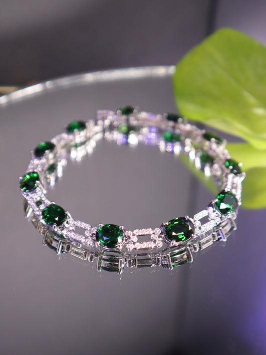 18K Gold Art Deco Chrome Tourmaline Diamond Bracelet