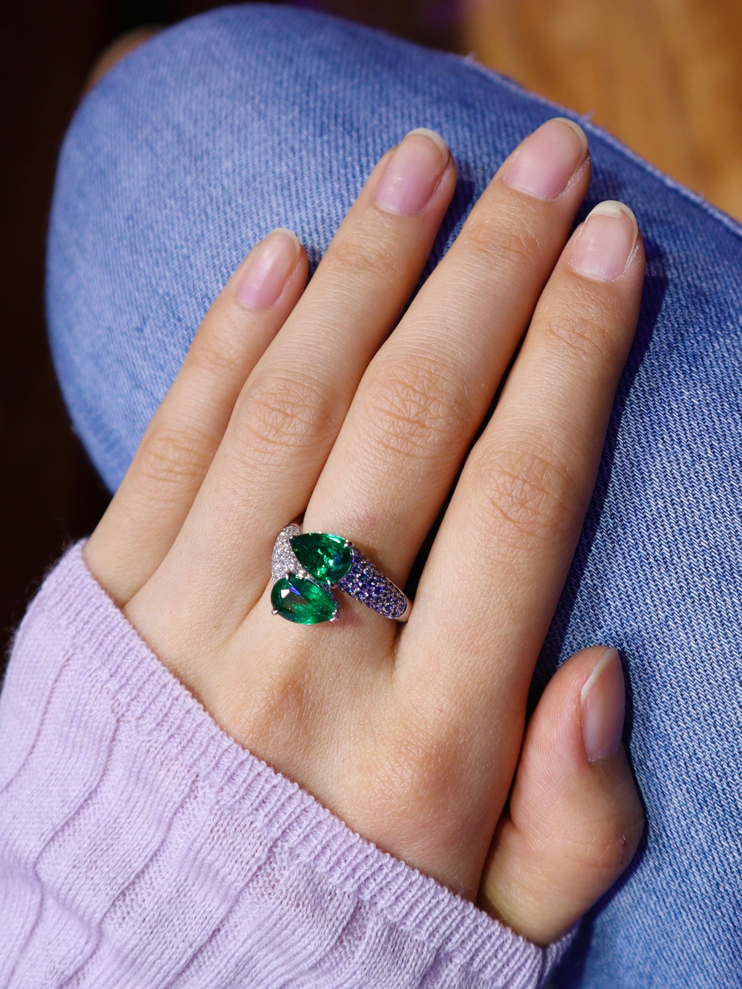 18K Gold "Toi et Moi" Emerald Ring