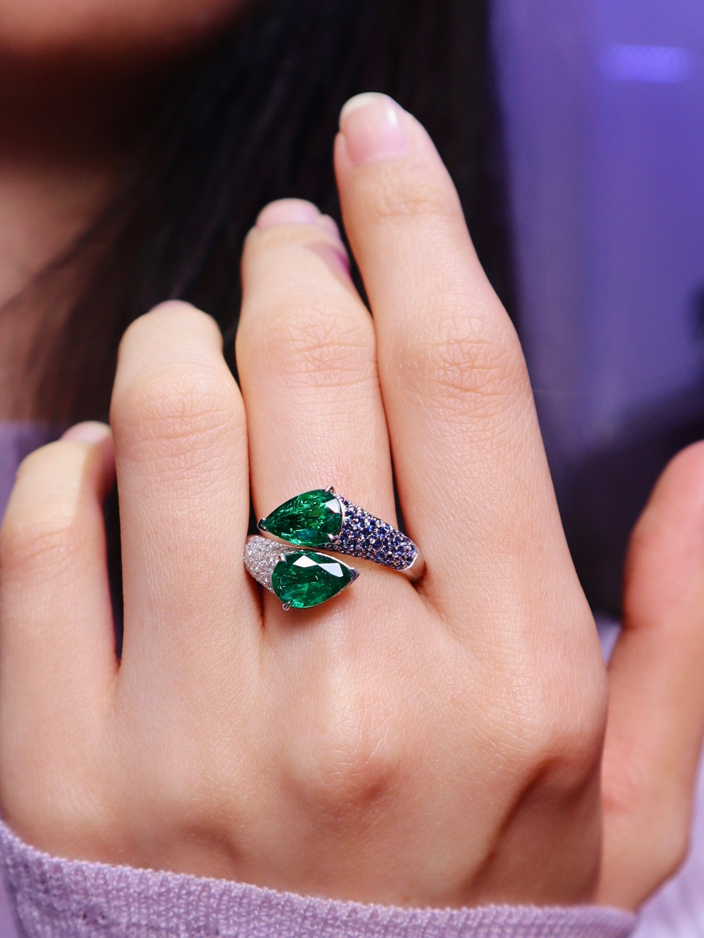 18K Gold "Toi et Moi" Emerald Ring