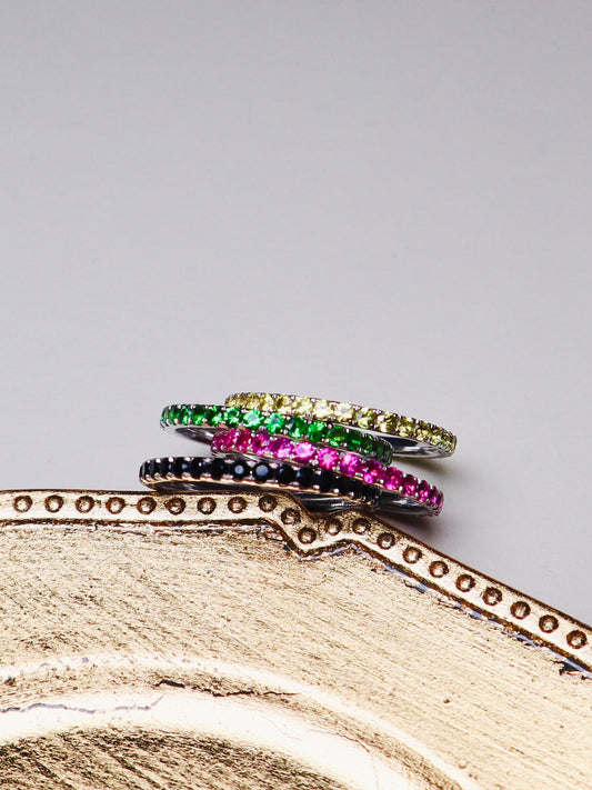 18K Gold Colored Sapphires Ring Band