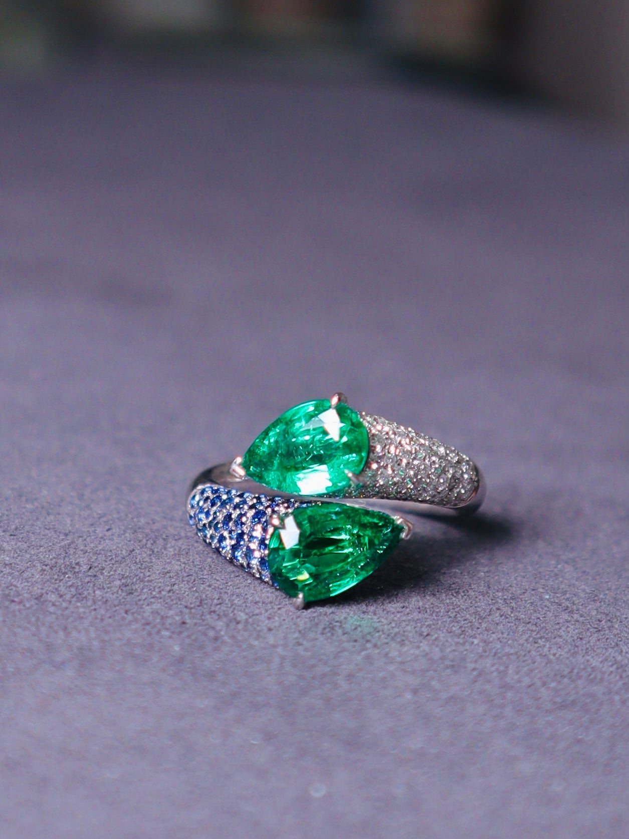 18K Gold "Toi et Moi" Emerald Ring